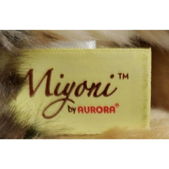 Aurora Miyoni Timber Wolf Puppy Plush Realistic Laying Down Furry Gray Brown 14" - Picture 9 of 11